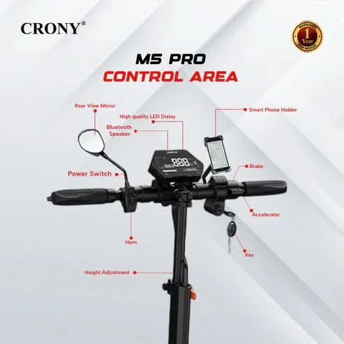 Crony M5 Pro – Powerful Electric Scooter (1500W, 80 KM/H, Dual Suspension)