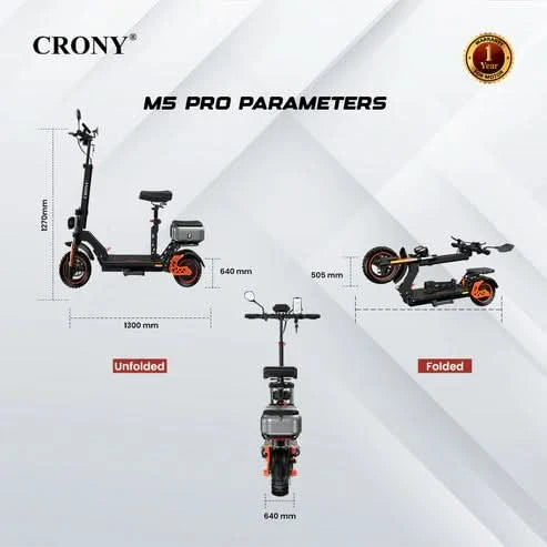 Crony M5 Pro – Powerful Electric Scooter (1500W, 80 KM/H, Dual Suspension)