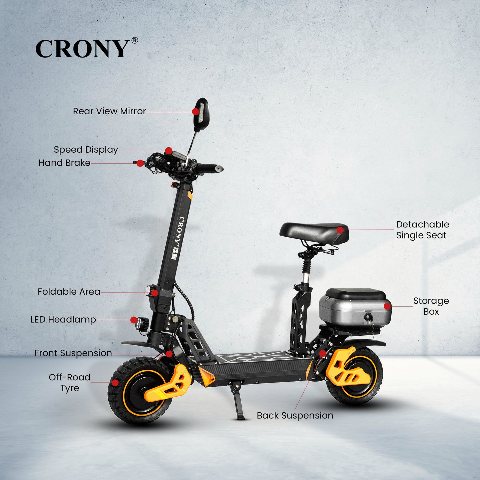 CRONY M4 Max Dual Drive Electric Scooter 1200Wx2 Motors 48V/20AH Battery 35-50KM Range Disc Brakes Front/Rear Suspension