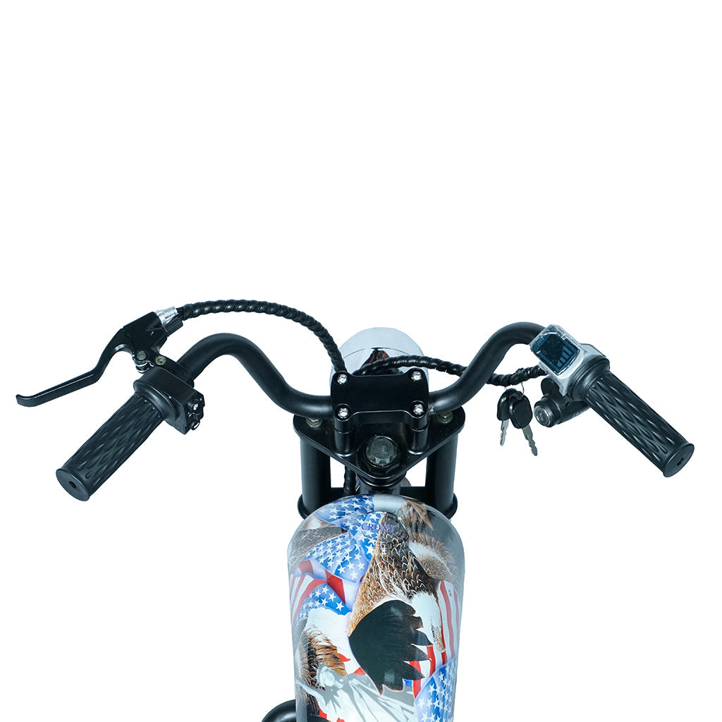 CRONY YY-7S8P Electric Scooter 180W Motor 24V/5.2AH Battery 10-12KM Range Front Suspension Normal Brake LCD Display Harley Motorcycle Electric Motorcycle