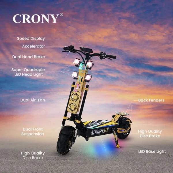 Crony GT-13 – Off-Road Dual Motor Electric Scooter (5000Wx2, 130 KM/H)