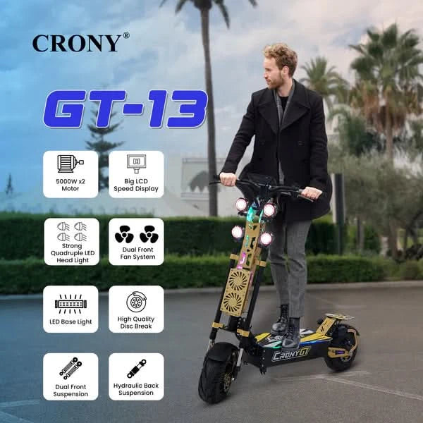 Crony GT-13 – Off-Road Dual Motor Electric Scooter (5000Wx2, 130 KM/H)