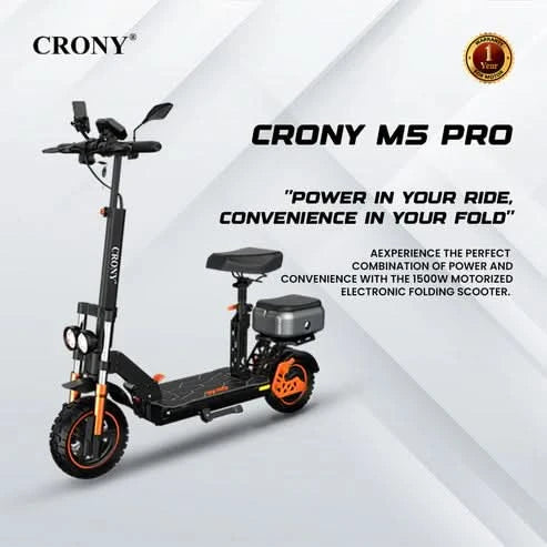 Crony M5 Pro – Powerful Electric Scooter (1500W, 80 KM/H, Dual Suspension)