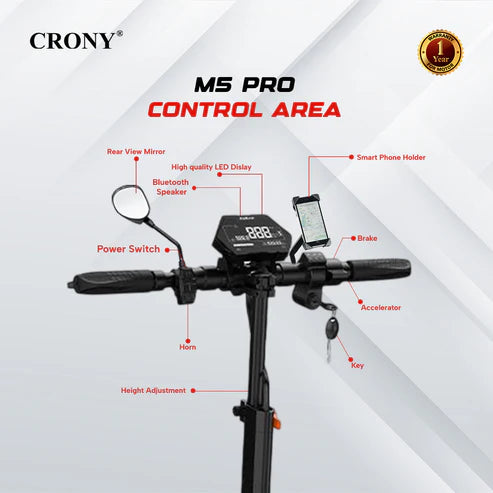 Crony M5 Pro – Powerful Electric Scooter (1500W, 80 KM/H, Dual Suspension)
