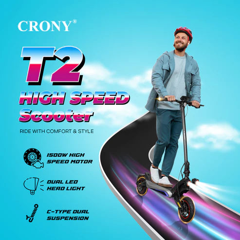 Crony T2 – Dual Suspension Electric Scooter (1500W, 70 KM/H)
