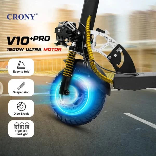 Crony V10+ Pro – High Performance Electric Scooter (1500W, Wide Tire, 68 KM/H)
