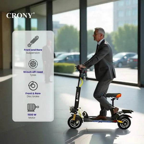Crony V10+ Pro – High Performance Electric Scooter (1500W, Wide Tire, 68 KM/H)