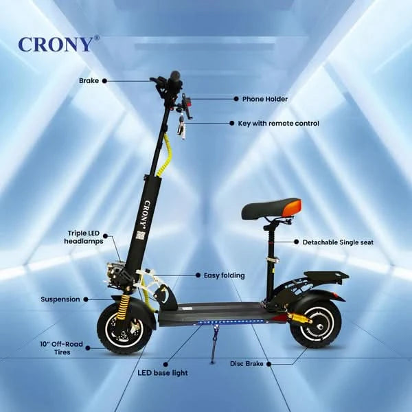 Crony V10+ Pro – High Performance Electric Scooter (1500W, Wide Tire, 68 KM/H)