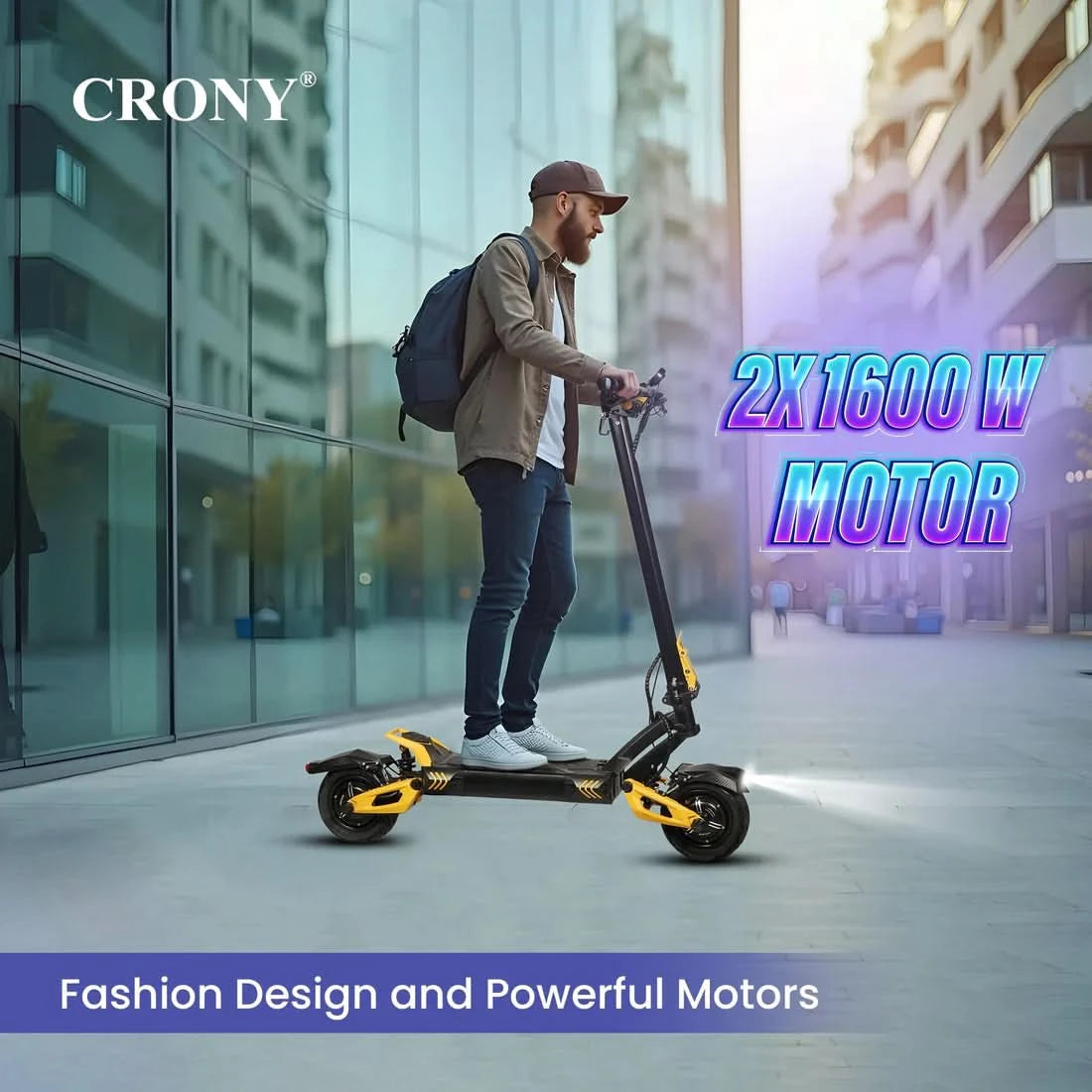 Crony V8 – Dual Motor Electric Scooter (1600Wx2, 80 KM/H, Detachable Battery)