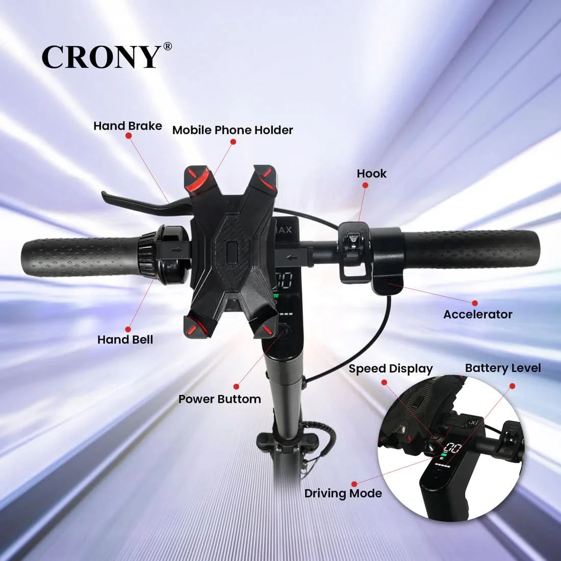 Crony XM Max – Folding Commuter Electric Scooter (350W, 55 KM/H)